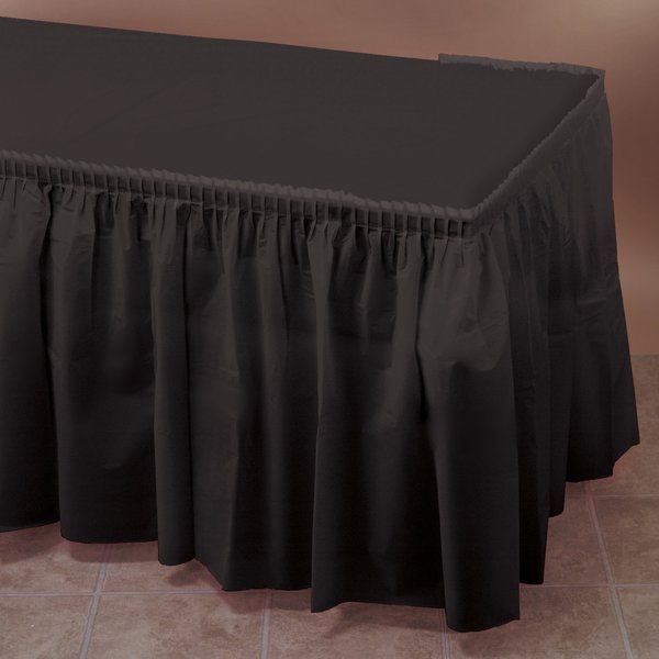 Hoffmaster 14Ft x 29" Black Plastic Tableskirts, PK6 110013